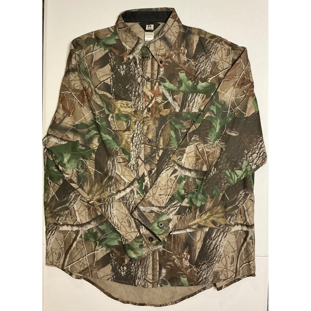 Walls Camouflage Long Sleeve Button Up Shirt Men Large‎ Outdoor Hunting Gorpcore